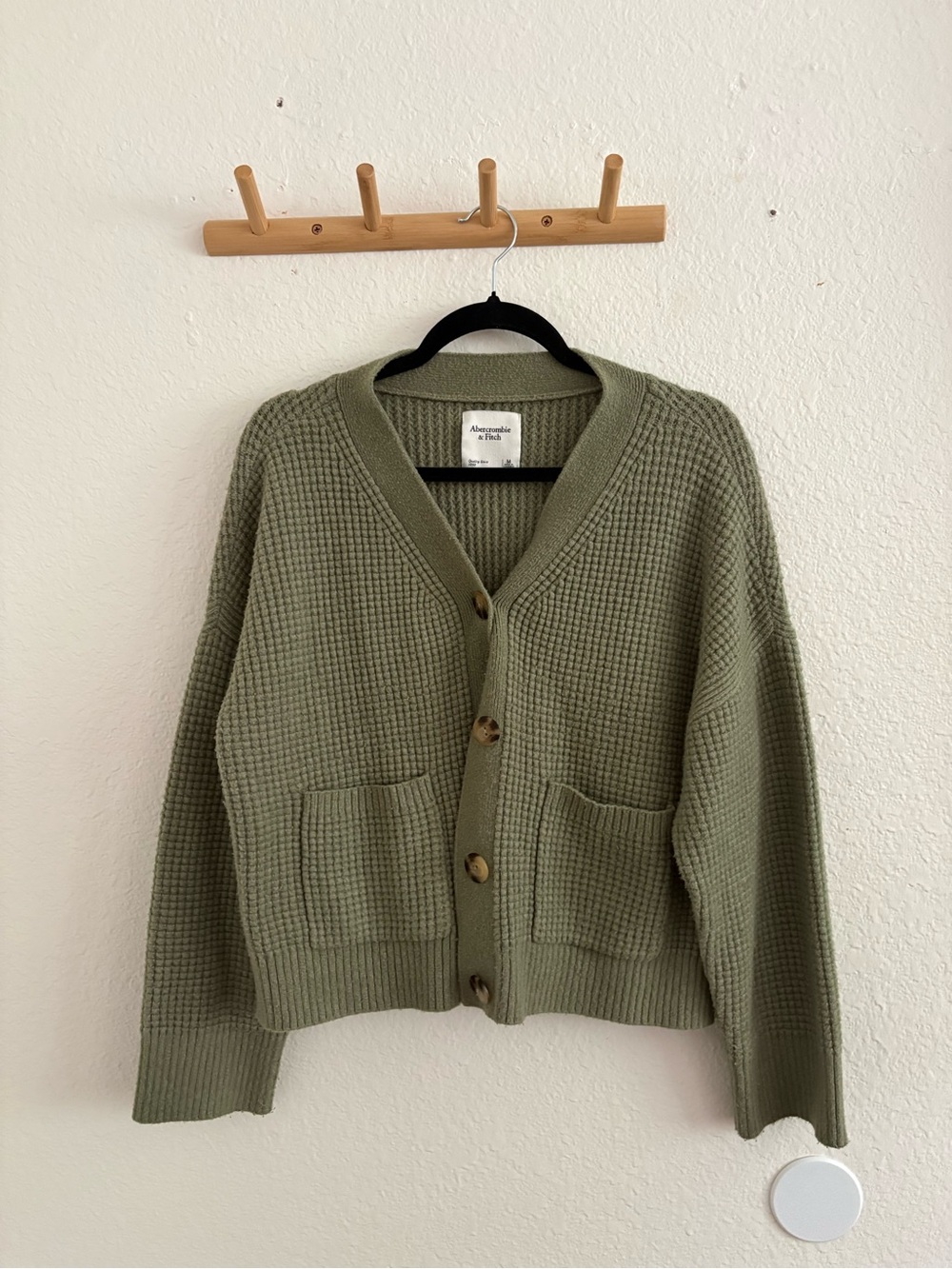 Abercrombie & Fitch Olive Green Waffle Cardigan